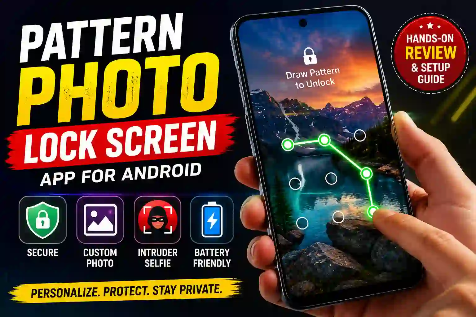 Pattern Photo Lock Screen App for Android
